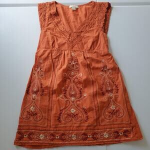 Y2k Babydoll Top Womens Small Boho Embroidered Crochet Sleeveless Fairy Whimsy